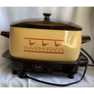 Vintage West Bend 6 Qt Slow Cooker Griddle Base Amber Glass Lid With Manual